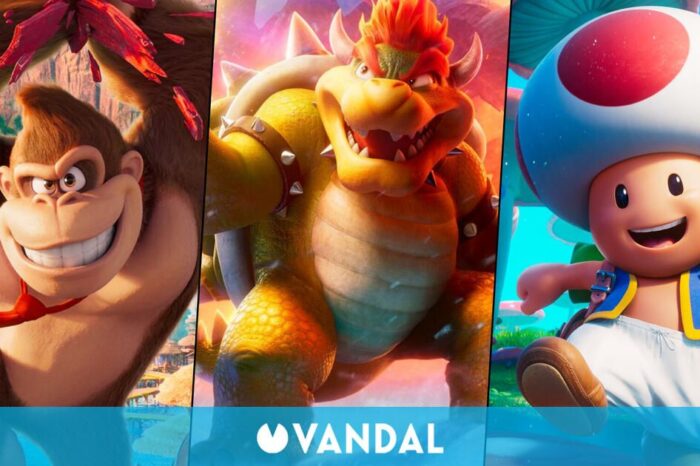 Super Mario Brles. La pelicula presenta tres plesteres de Donkey Kong, Bowser y Toad