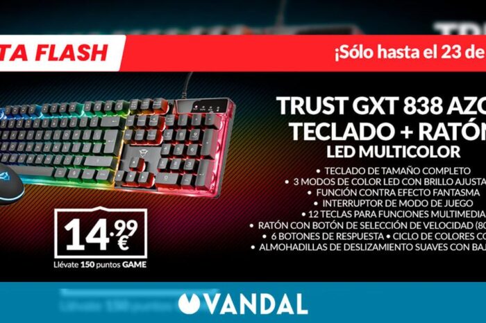 Consigue el pack de teclado y raton gaming TRUST GXT 838 AZOR en GAME por solo 14,99 eurles